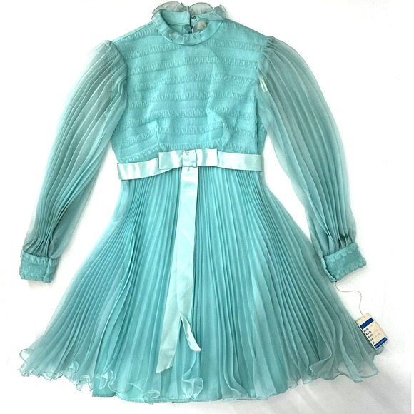 Montgomery Ward Dresses & Skirts - Vintage 1950's Montgomery Ward Aqua Chiffon Dress Gown 26"‎ Waist Tags *READ*
